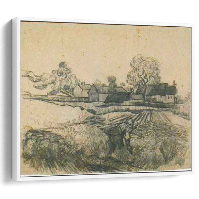 Cottages with a Woman Working in the Foreground (1890) by Vincent van Gogh