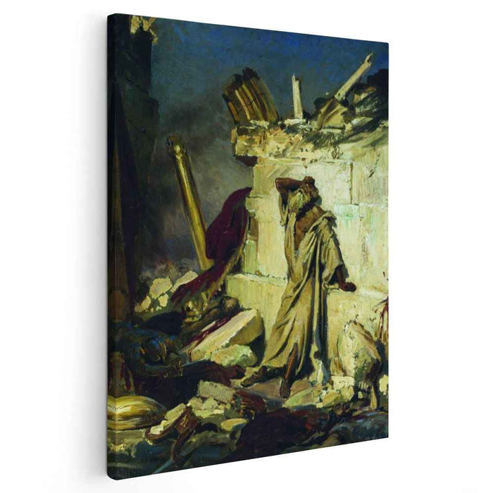 Cry of prophet Jeremiah on the Ruins of Jerusalem (on a Bible subject) (1870) by Ilya Repin