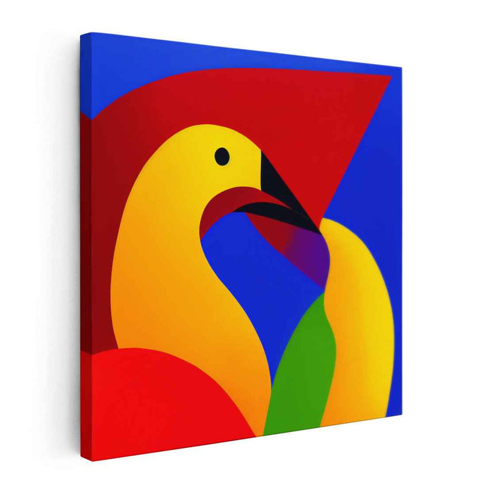 Avian Angles: Geometric Abstract Bird Canvas Art Print