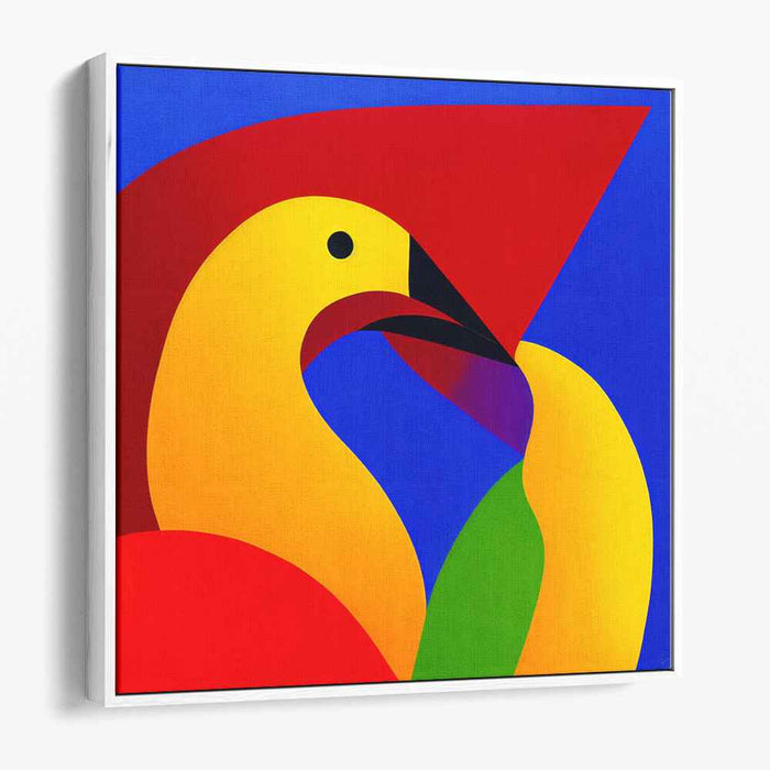 Avian Angles: Geometric Abstract Bird Canvas Art Print