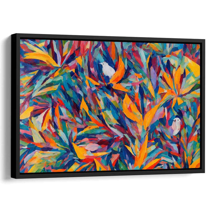 Colorful Jungle Harmony: Fauvist-Inspired Birds Among Foliage Canvas Art Print