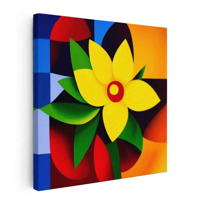 Floral Fusion Abstract Geometry: Abstract Floral Geometric Canvas Art Print