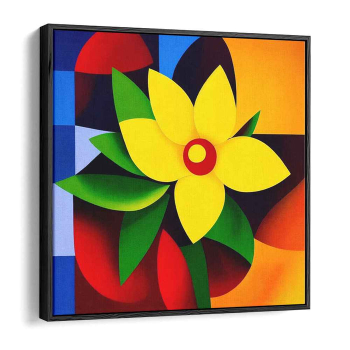 Floral Fusion Abstract Geometry: Abstract Floral Geometric Canvas Art Print