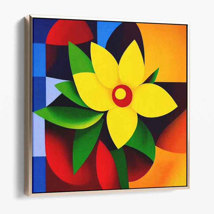 Floral Fusion Abstract Geometry: Abstract Floral Geometric Canvas Art Print