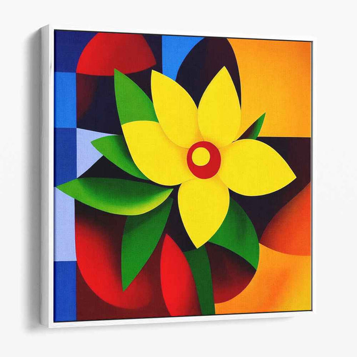 Floral Fusion Abstract Geometry: Abstract Floral Geometric Canvas Art Print