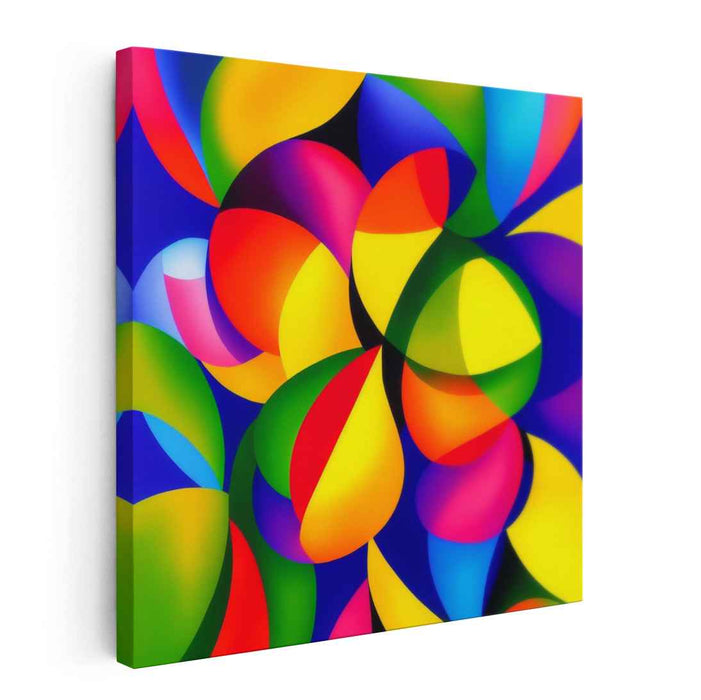 Chroma Prism Dance: Vibrant Geometric Abstract Canvas Art Print