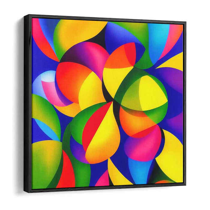 Chroma Prism Dance: Vibrant Geometric Abstract Canvas Art Print