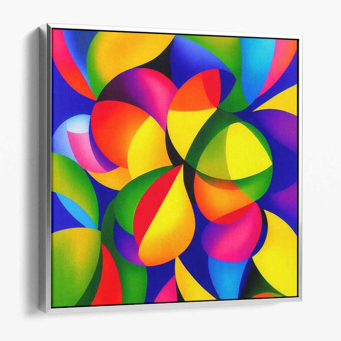 Chroma Prism Dance: Vibrant Geometric Abstract Canvas Art Print