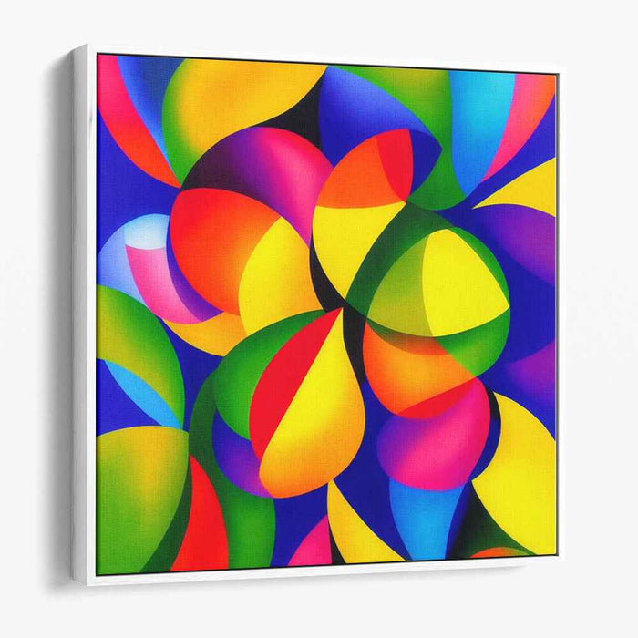 Chroma Prism Dance: Vibrant Geometric Abstract Canvas Art Print