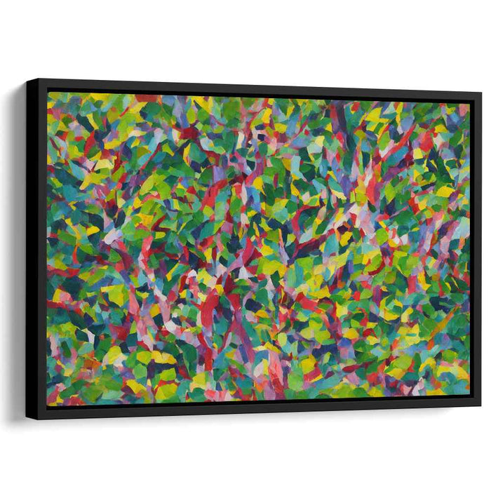 Green Geometry Dance: Abstract Cubist Green Canvas Art Print