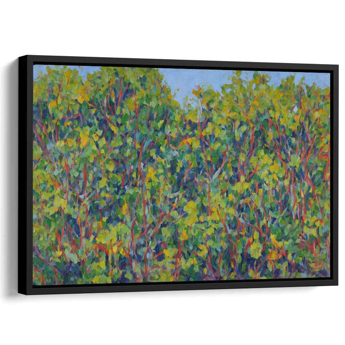 Whispers Of Dappled Shadows: Pointillist Forest Scene Canvas Art