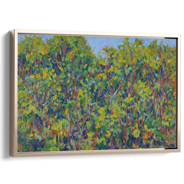 Whispers Of Dappled Shadows: Pointillist Forest Scene Canvas Art