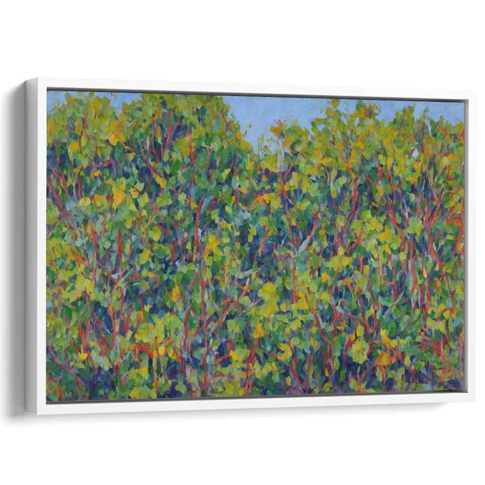 Whispers Of Dappled Shadows: Pointillist Forest Scene Canvas Art