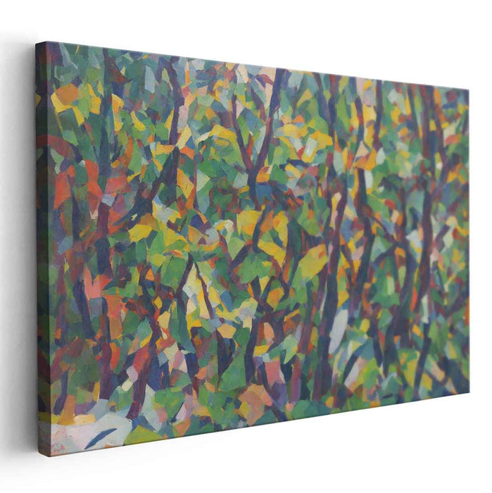 Kaleidoscopic Forest: Abstract Cubist Nature Canvas Art Print