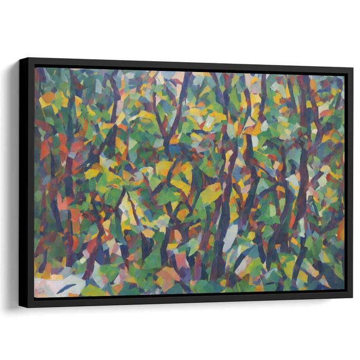Kaleidoscopic Forest: Abstract Cubist Nature Canvas Art Print