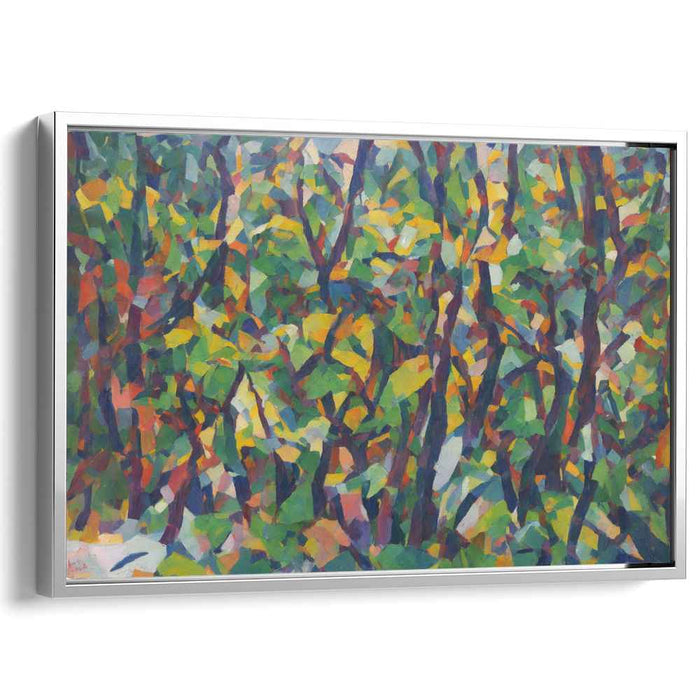 Kaleidoscopic Forest: Abstract Cubist Nature Canvas Art Print