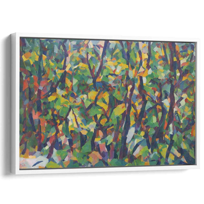 Kaleidoscopic Forest: Abstract Cubist Nature Canvas Art Print