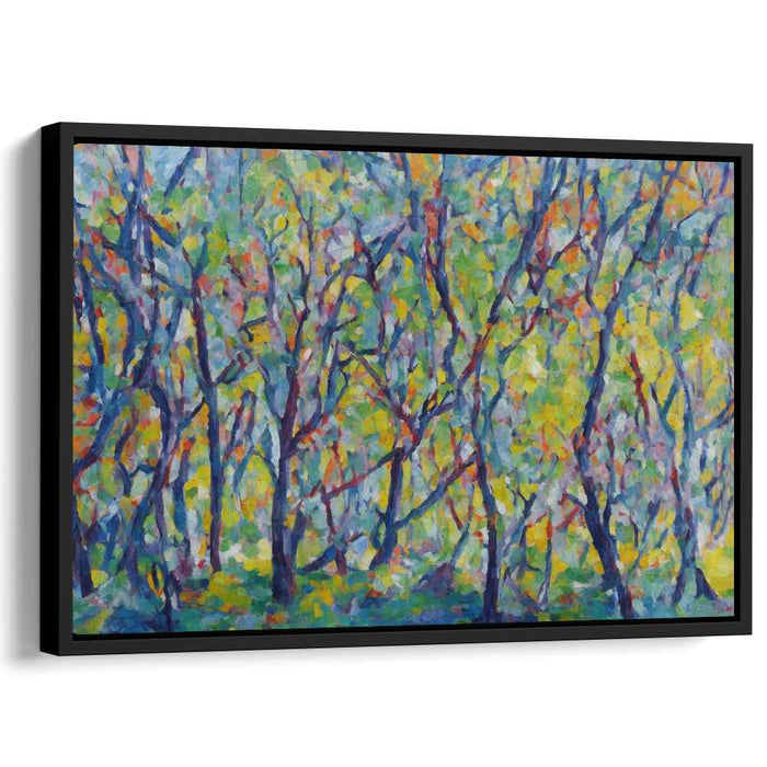 Dotted Arboreal Harmony: Pointillist Symphony of Colorful Branches Canvas Art Print