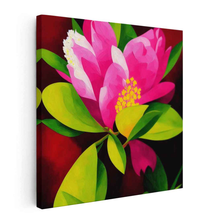 Blush Blossom Burst: Vivid Pink Flower Canvas Art Print