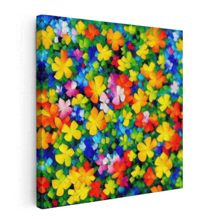 Blooming Kaleidoscope: Vibrant Floral Mosaic Canvas Art Print