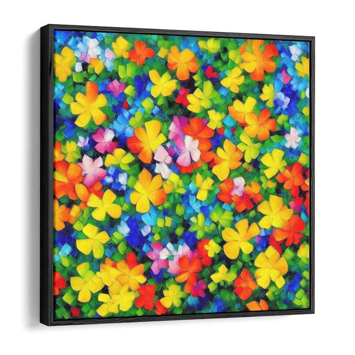 Blooming Kaleidoscope: Vibrant Floral Mosaic Canvas Art Print