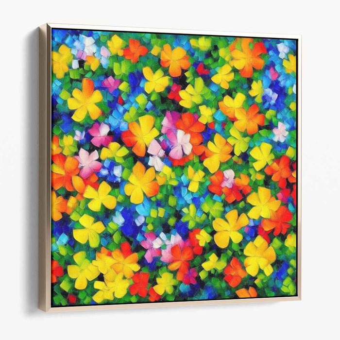 Blooming Kaleidoscope: Vibrant Floral Mosaic Canvas Art Print