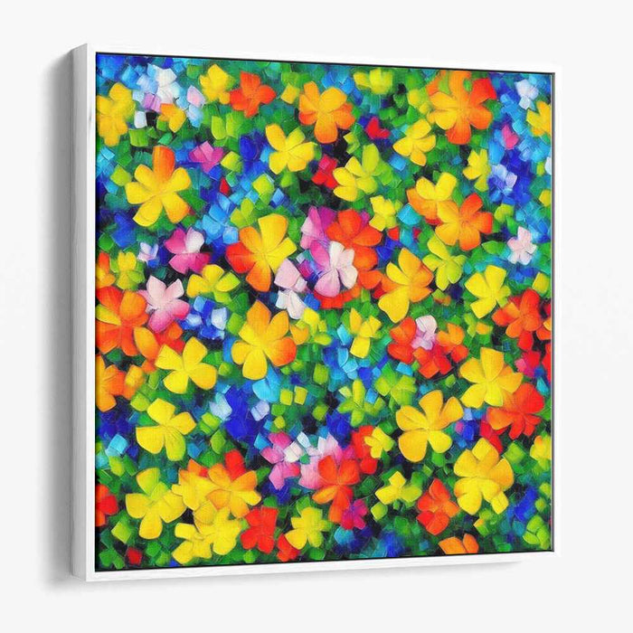 Blooming Kaleidoscope: Vibrant Floral Mosaic Canvas Art Print