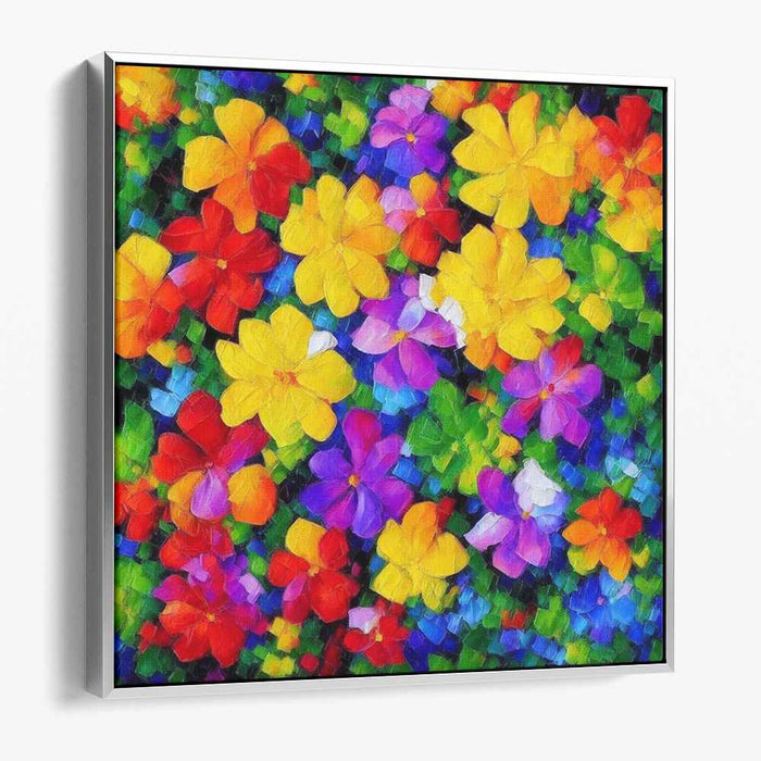 Blossom Riot Delight: Colorful Floral Canvas Art Print