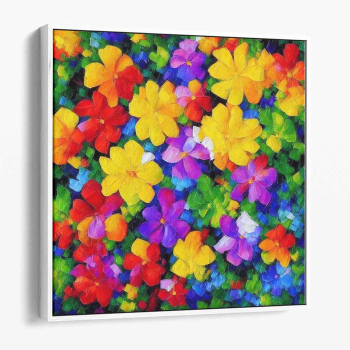 Blossom Riot Delight: Colorful Floral Canvas Art Print