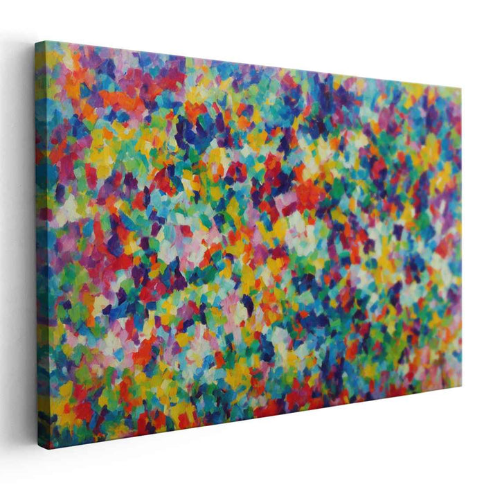 Vivid Dot Matrix Symphony: Abstract Pointillist Canvas Art Print