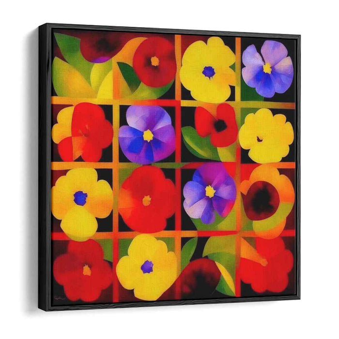 Kaleidoscope of Blooms: Colorful Floral Grid Canvas Art Print