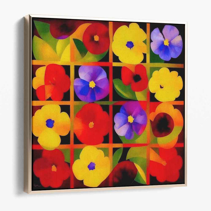 Kaleidoscope of Blooms: Colorful Floral Grid Canvas Art Print