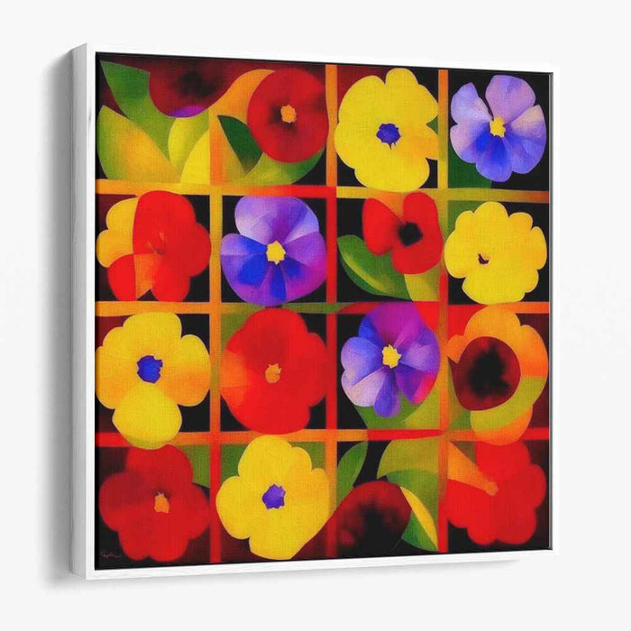 Kaleidoscope of Blooms: Colorful Floral Grid Canvas Art Print