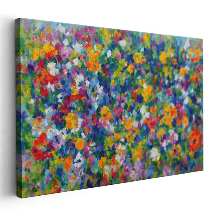 Whispers In A Technicolor Garden: Impressionistic Meadow of Vibrant Blooms Canvas Art