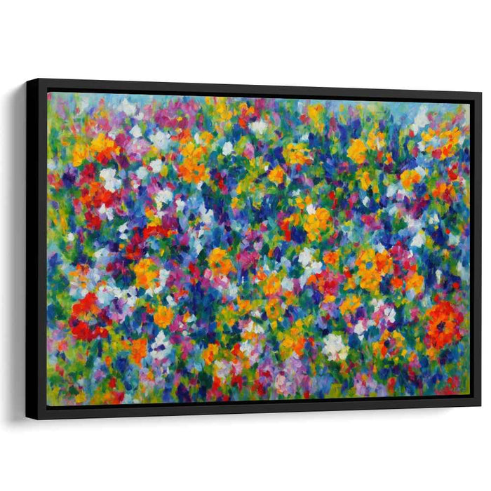 Whispers In A Technicolor Garden: Impressionistic Meadow of Vibrant Blooms Canvas Art