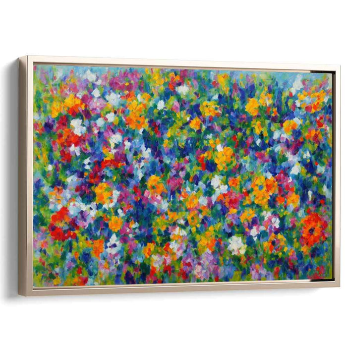 Whispers In A Technicolor Garden: Impressionistic Meadow of Vibrant Blooms Canvas Art