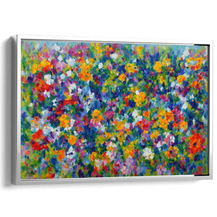 Whispers In A Technicolor Garden: Impressionistic Meadow of Vibrant Blooms Canvas Art