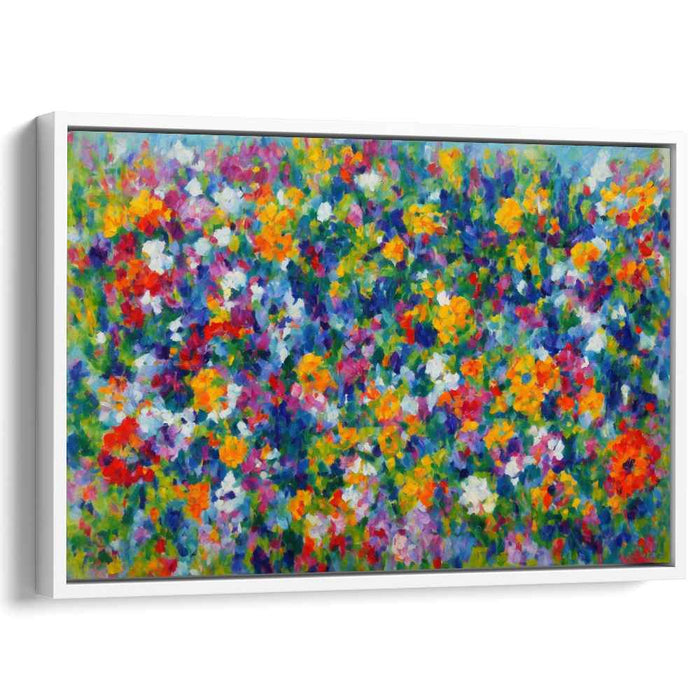 Whispers In A Technicolor Garden: Impressionistic Meadow of Vibrant Blooms Canvas Art