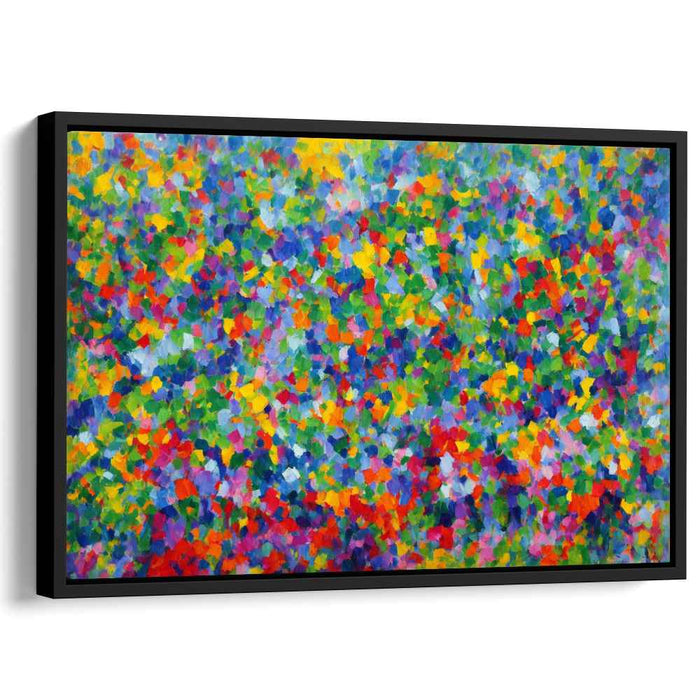Daisy Dots Dance: Pointillist Spring Meadow Canvas Art Print