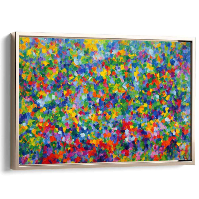Daisy Dots Dance: Pointillist Spring Meadow Canvas Art Print
