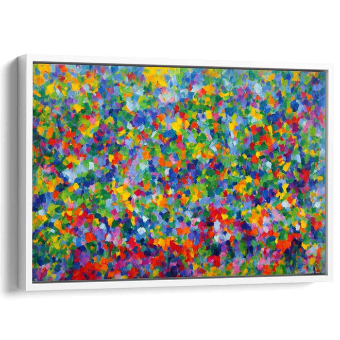 Daisy Dots Dance: Pointillist Spring Meadow Canvas Art Print