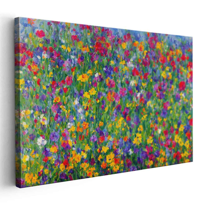 Impressionist Echoes of Green: A Lush Impressionist Meadow Canvas Art Print