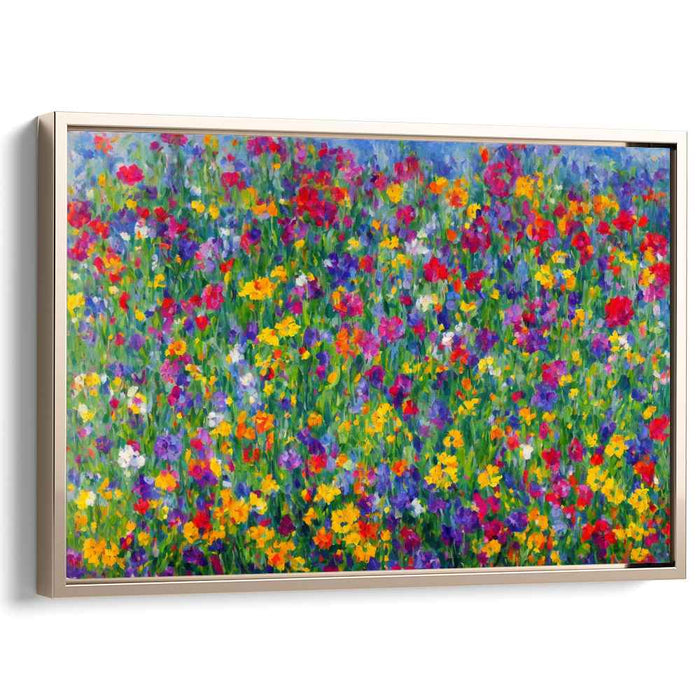 Impressionist Echoes of Green: A Lush Impressionist Meadow Canvas Art Print