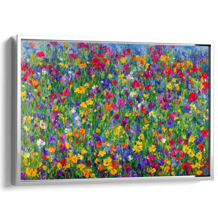 Impressionist Echoes of Green: A Lush Impressionist Meadow Canvas Art Print