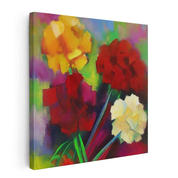 Bold Petal Strokes: Vivid Floral Impasto Painting