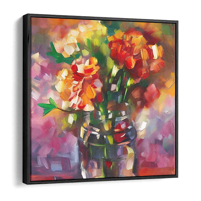 Blossoming Echoes: Expressive Floral Still Life Canvas Art