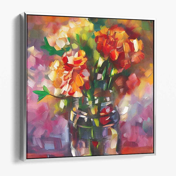 Blossoming Echoes: Expressive Floral Still Life Canvas Art