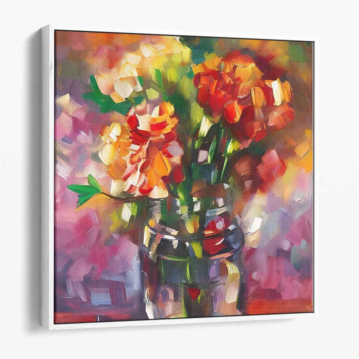 Blossoming Echoes: Expressive Floral Still Life Canvas Art