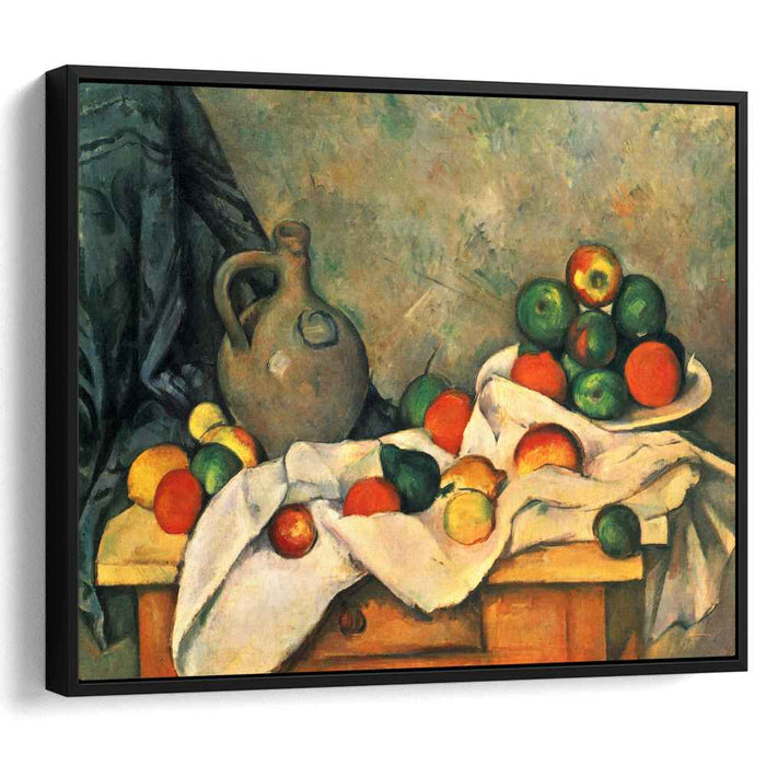 Curtain, Jug and Fruit by Paul Cezanne