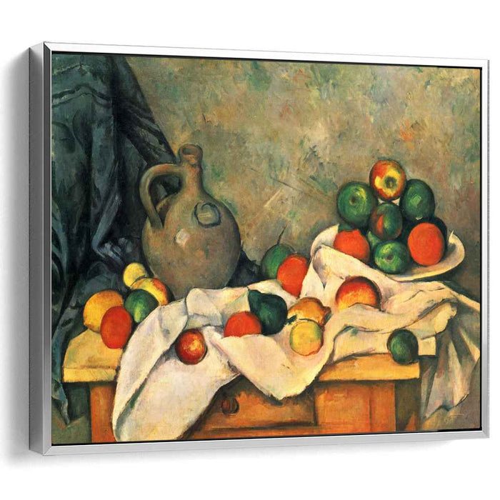 Curtain, Jug and Fruit by Paul Cezanne